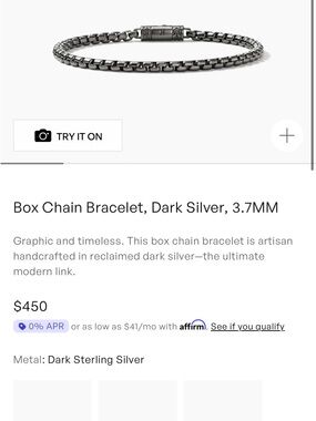 John Hardy Dark Silver Box Chain Bracelet
